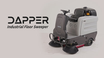 Battery Powered Ride-On Commercial Floor Sweeper, 49" Brush Width, 25 Gal Dustbin, 77,500 sq. ft/hr, 6 MPH Max Speed