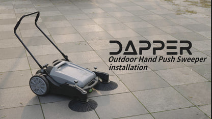 Walk-Behind Outdoor Hand Push Sweeper - 10.5 Gallon Capacity - 36" Sweeping Width