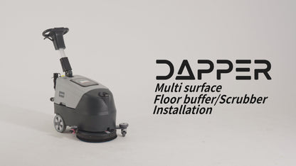 Battery Powered Scrubber Machine, 16" Brush, 21.5" Squeegee Width, 6.5 gal Tank, Brush Speed 200 RPM, with 3 Scouring pads