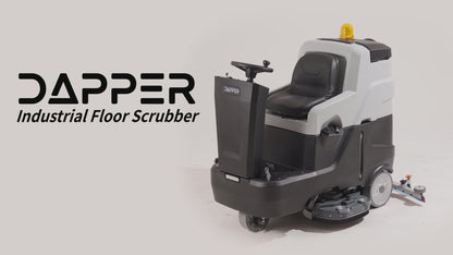 Battery Powered Ride-On Commercial Floor Scrubber Machine, 38" Brush, 48" Squeegee, 84,000 Sqft/H, Batteries Included
