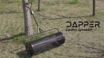 Compost Spreader 44 Inch Towable Peat Moss Spreader, Heavy Duty Rust-Resistant Steel Frame Roller Lawn Spreader for Top Soil, Manure, Mulch, Top Dressing - Garden Spreaders for Lawns